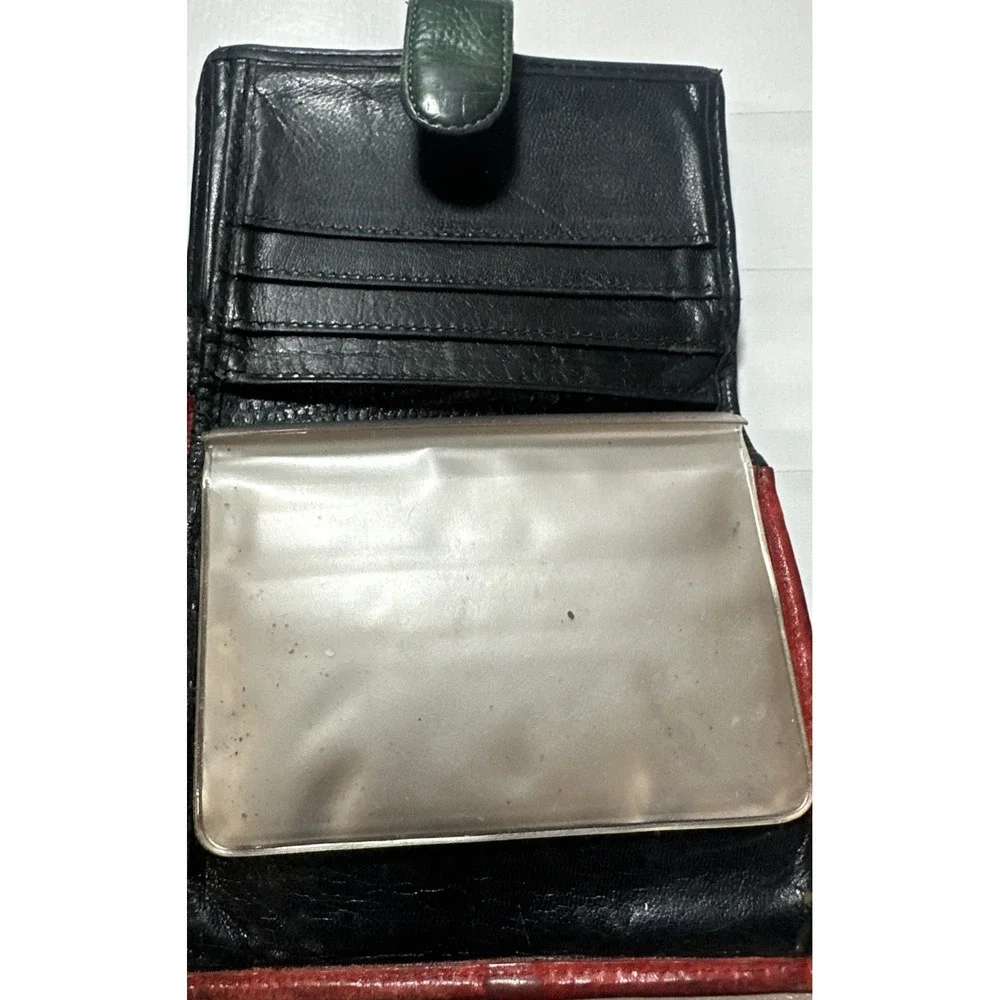 VINTAGE SHARIF / LEATHER PATCHWORK MINI KISS LOCK BI-FOLD WALLET **VGUC**